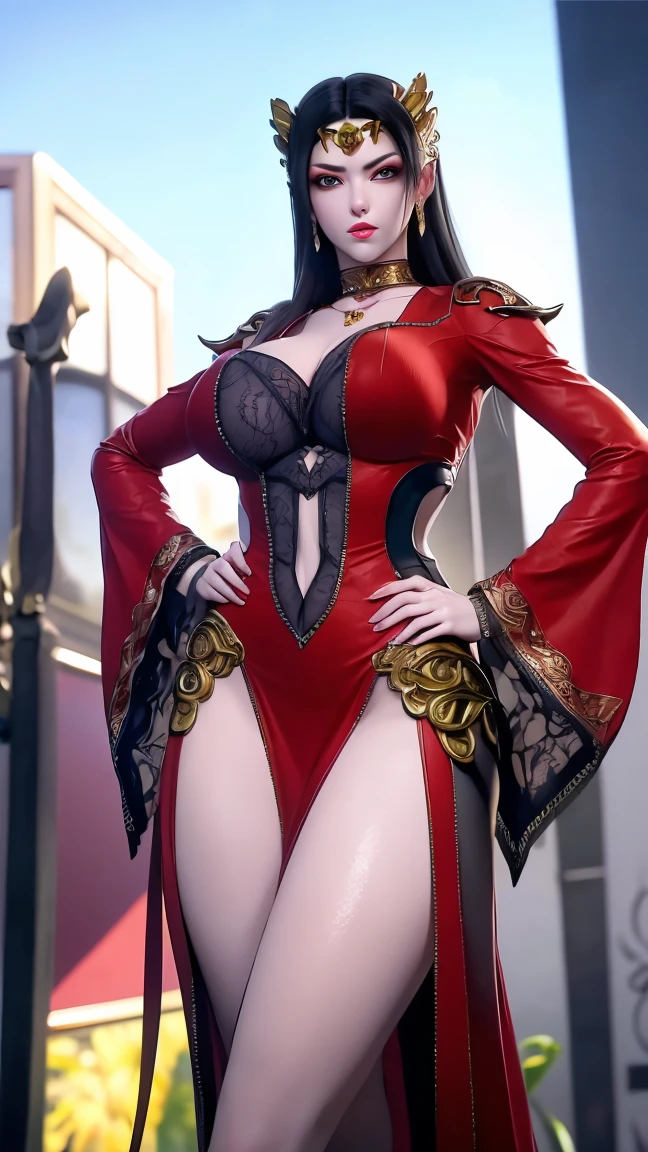 In a dimly lit room, a young woman stands confidently, her back adorned with an intricately detailed fox tattoo. The tattoo, depicting a mystical fox with its tail gracefully entwined, adds an air of enigma to her already captivating presence. She is dressed in a vibrant red silk slip, accentuating her volupt