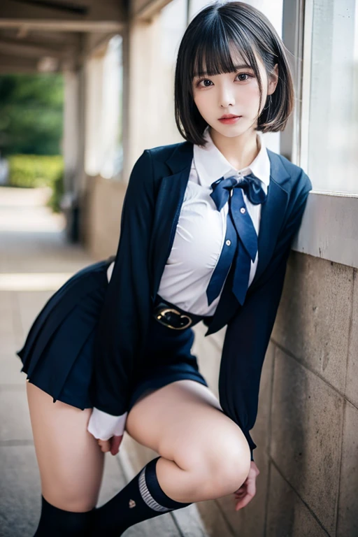 (8k, Raw photo, highest quality, masterpiece:1.2), masterpiece, highest quality, figure, Very detailed, Fine details, High resolution, 8k,wallpaper, Perfect dynamic composition,(Detailed high quality, Realistic depiction of eyes:1.3), ((2 girls, 2 high school girls)), The background is a room in a luxury hotel、 uniform、blazer 、Super Short Check Uniform Skirt、Navy blue knee-high socks、garter belt、huge 、Disheveled uniform, Play with each other,Touching each other's bodies,Touching the body of the girl next door, Short Bob Hair, Black hair color, hugeな胸, Big Natural Color Lip, Bold sexy pose, (Perfect figure), Crying a little、Cold Stare,  Beautiful Makeup,Glitter makeup,The cutest 18 year old, Beautiful feet, Gravure idol pose, Voluptuous thighs, BREAK ceremony,((Random sexy poses、put in、Deep pleasure, Ecstatic eyes:1.2)), ((I gasp hard:1.2))、Ecstatic face、Climax expression, My whole body is convulsing, Back view, look back, On all fours