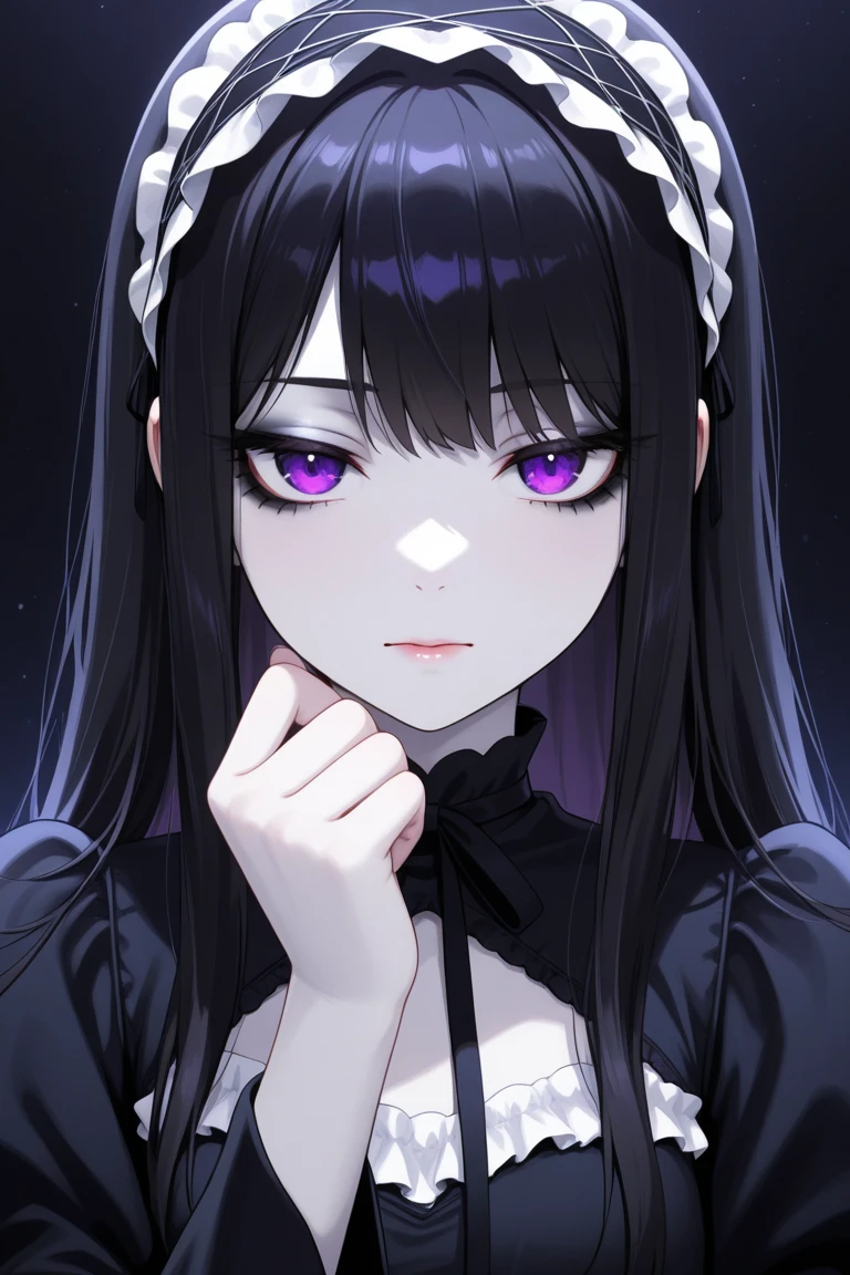make your skin paler, almost like a ghost, night black hair and dark purple eyes
