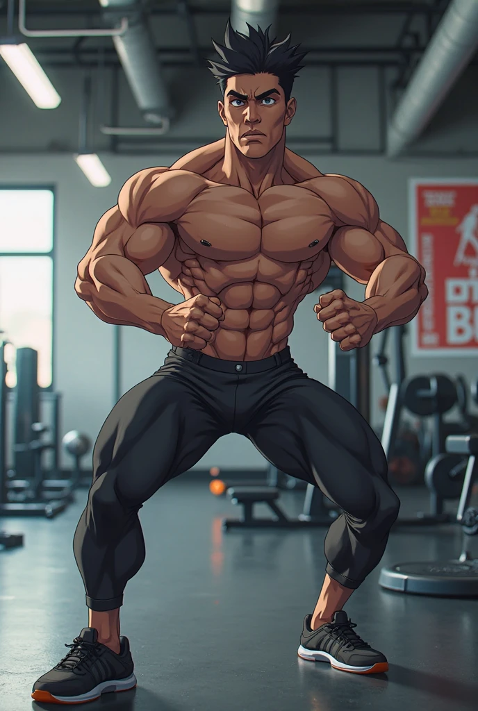 (masterpiece, best quality,absurdres ), 1man, muscular, detailed eyes, running to camera, full body, illustration,(two-tone background, ),