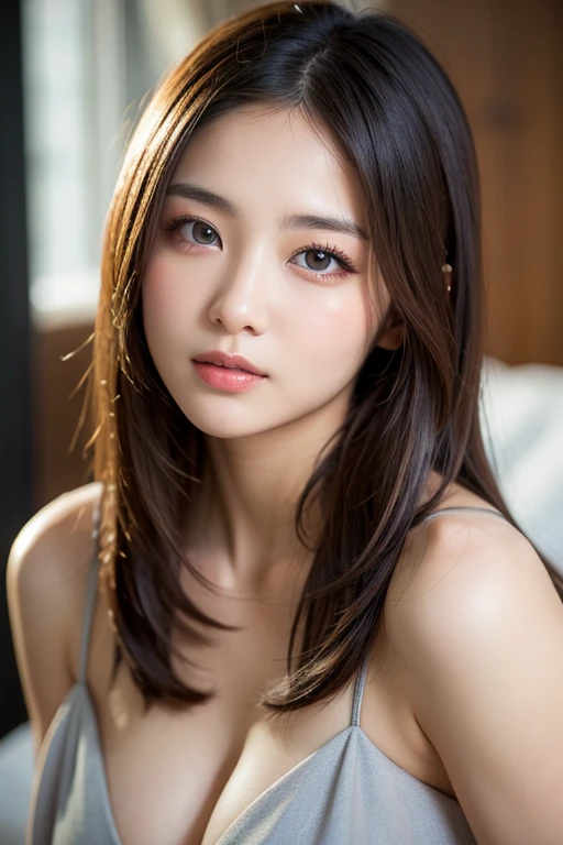 masterpiece,Depth of field,game cg,high-resolution, Best Quality, Illustration, Ultra-detailed, finely detail, uncensored,ultra-high-res,hyper-realistic,8K Wallpaper, Perfect dynamic composition, Beautiful detailed eyes,Medium Hair,natural color lip, Bold sexy poses,angelic-smile,indoor,cleavage-slit,18 years Japanese woman,Cute,Sexy shot looking at camera,close-up face,open-mouth,symmetrical,head-on,face-to-face,facing the front,from above,