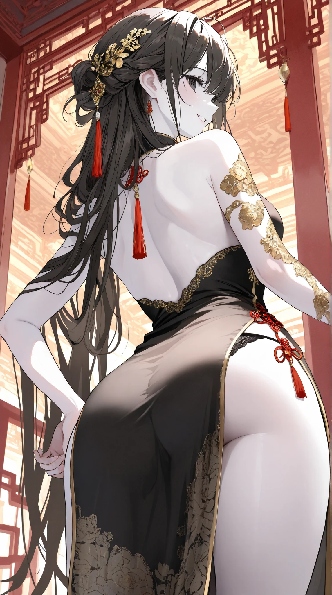 9 Women,21years old,Bigchest,Beautiful ass、big breasts thin waist,long legged,White cotton underwear、poneyTail、Raised sexy,Exposure, 独奏,Beautiful women,Beauty Contest,standing on your feet(Background with:Chinese Restaurant,inside in room) She has short black hair,dynamicposes,Sweat profusely,Drenched all over the body,Seen from the front, Hair straightening, Mostly cloudy sky,(((tmasterpiece),(Very detailed CG Unity 8K wallpaper),best qualtiy,cinmatic lighting,Meticulous background,beatiful detailed eyes,Bright pupils,(Very fine and beautiful),(Beautiful and detailed eyes description),Black eyes,red rip,ultra - detailed,tmasterpiece,)),facing at camera,(The upper part of the body),hight resolution,ultra - detailed),Revealing breasts,Genital only, Bulge,legs are open,sexyposture,Camel toes,flushed complexion,Bocchi,frontage,Chinese samurai,double bun hair,Lotus hair ornament(Wearing:red robes,Gold wire embroidery)