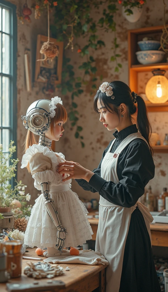 best quality, 4K wallpaper, masterpiece, extremely detailed CG unity 8k wallpaper, extremely detailed eyes, ultra-detailed, intricate details, 
1girl, sitting,
fantasy, 
((h1c4tt3ch  coffee machine)), <lyco:hicatTECHv2-000010:1.2>