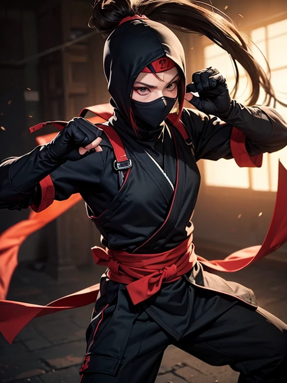 Two ninjas are battling