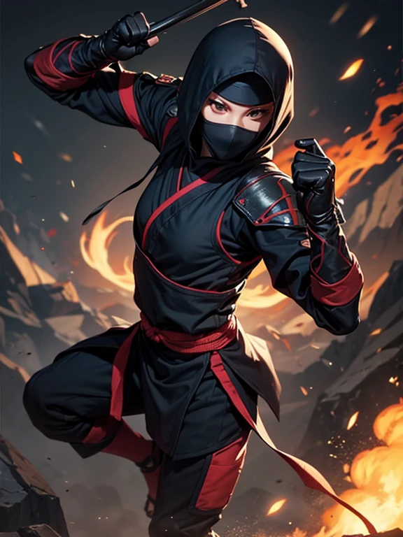 Two ninjas are battling