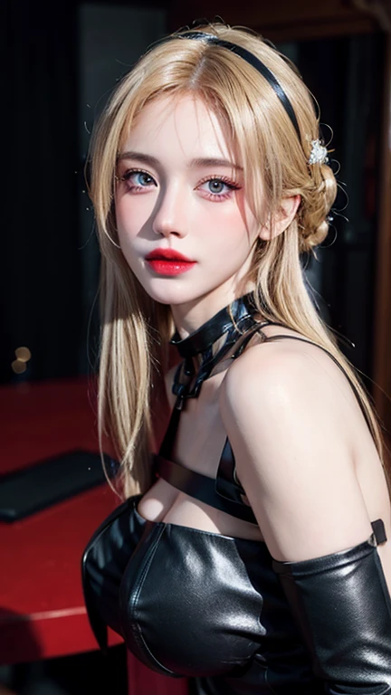 ((masterpiece)), ultra-realistic, portrait of a beautiful pale-skinned vampire with (black enamel), a deep dark makeup, bright blue eyes, in a dark and gloomy environment. (Prompt is in Portuguese)
