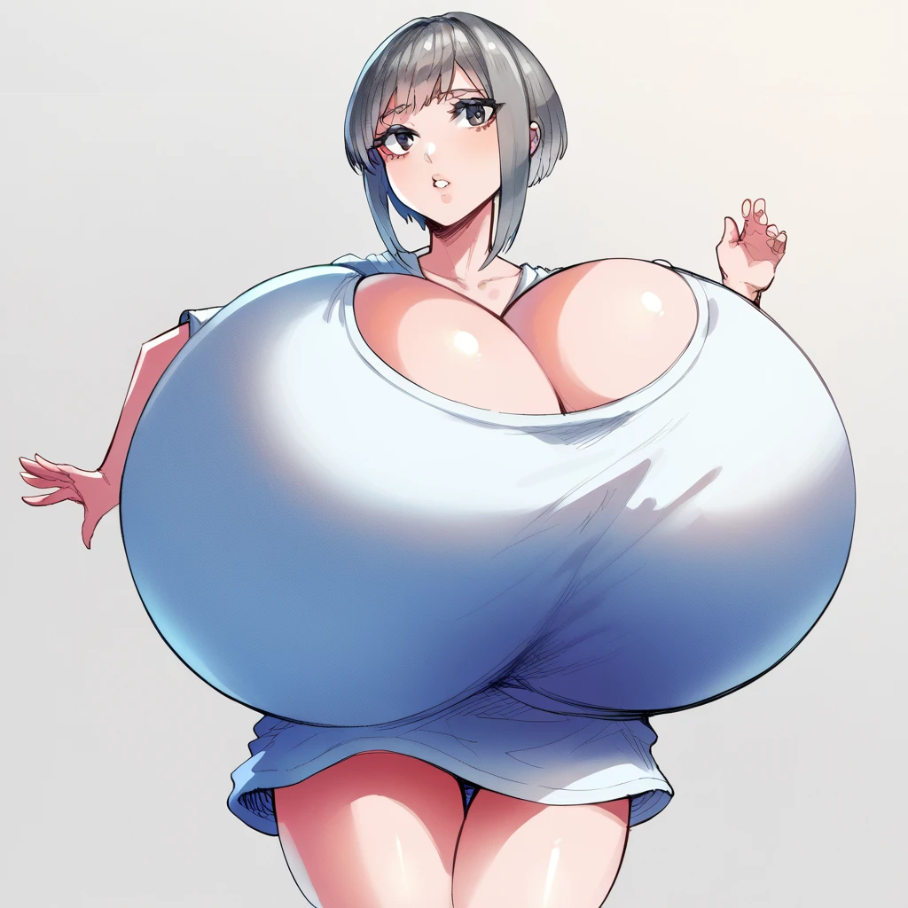 masterpiece, highest quality, High resolution, One girl, solo, sexual intercourse, Pornographic images, short hair, etsukoto, brown Eyes, fine grain, fine grain, (((Thick thighs, Plump thighs, Voluptuous thighs, Thighs alone are enough))), Huge and ample breasts, Cleavage, big long breasts, Naughty big,((big breasts are important))、((Naughty thighs)), L Cup, (thin:1.4),(Tight waist:1.4), (white swimsuit:1.4), Embarrassed look, blush, (((Simple Background))), ((Wide Hips)), Shiny, Oily skin, Mature mother, Calf, Seductive mature woman, milf, Perfect body, Plus Size Model, curvy, ample, etsukoto, blush, clavicle, retro artstyle, 1990s (style), (thick thighs:1.4), ((((covering breast by arms, bursting breast)))), from side, full body, feet,