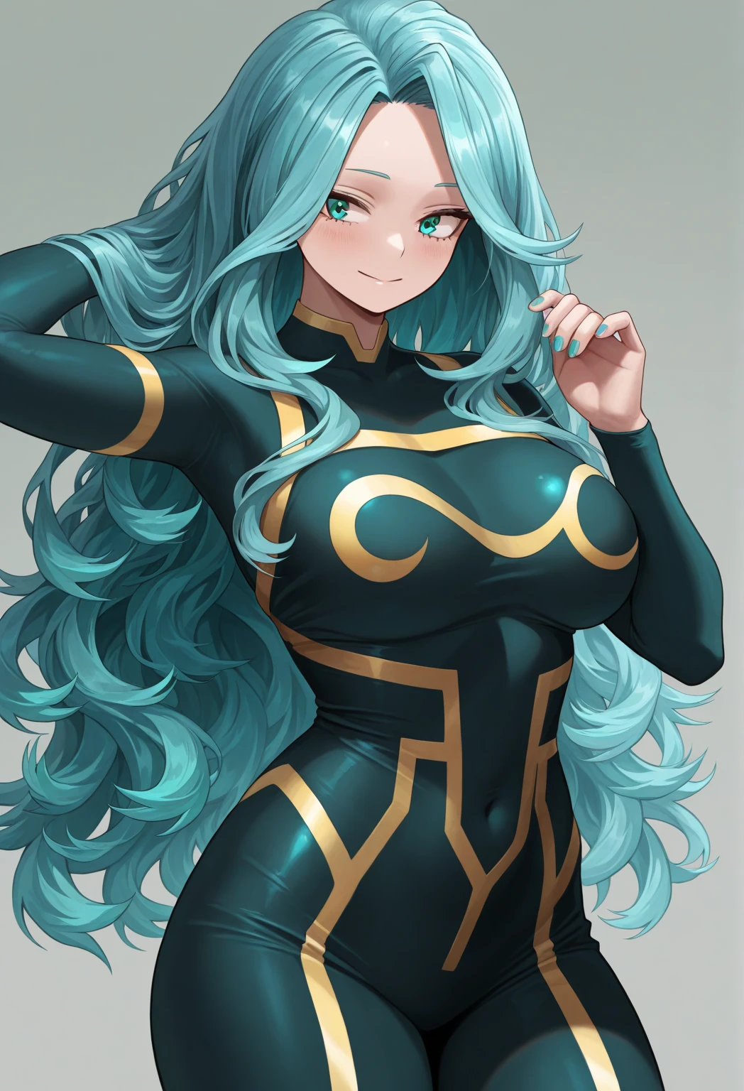 "(masterpiece:1.1), best quality, NSFW,
1girl, (80s anime style:1.3), (eyelashes:1.5), (loli:1.2),
(intricate high detailed body:1.2),
aqua hair, (forehead, parted bangs, hairclip:1.1), (ponytail:1.1), (hair ornament:1.2),
purple eyes, (lip stick:1.3),
(small breasts:1.1),
(angry, smile:1.2),
(high cut body suit armor, navel cutout, tattoo:1.2), (pantyhose:1.2),
(knight armor, armored boots:1.2), (jewelry:1.1), collar,
standing, claw pose,
(full body:0.8), (looking at viewer, from front:1.1),
(simple white background:1.2)"