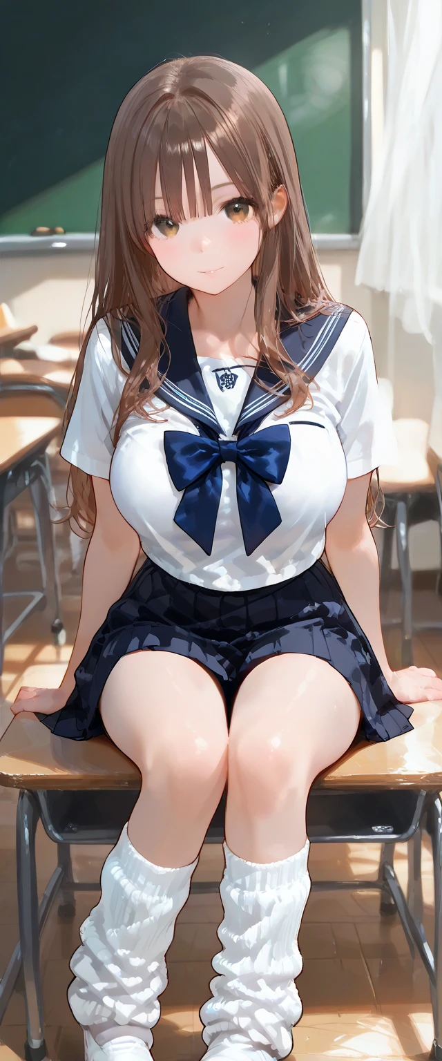 Arabic Asian woman in uniform sitting at a desk, かわいいhigh school girl, ポーズをとるhigh school girl, a hyper現実的なhigh school girl, 16K quality、最high quality, High resolution, Actual Photos, (Ultra-realistic、Realistic)、spread legs、show white panties、sexly,((Full body portrait))、(((very beautiful blonde teenager)))、 ((sitting on a chair in the classroom))、 (((blonde)))、 ((Shiny Hair、stick out one ear、Medium Long Hair))、(blue eyes)、((idols wearing Nogizaka uniforms))、blazer、Neck ribbon、Checked mini skirt、Brown Loafers、(Big eyes、Very beautiful and subtle makeup, Light makeup, blondeの美しい髪)、((Her legs are spread open and her miniskirt is rolled up to show off her White panties.))、((Do not hide your panties))、(White panties)、Highly detailed eyes and face、Well-groomed nose、Thin eyebrows、(Perfect Eyes)、Perfect hands、Perfect Fingers、 (F Cup Big)、Clear double eyelids、Patchy's eyes、clear, Beautiful face and well-proportioned eyes, ( Very beautiful and subtle makeup, Light makeup、Well-groomed nose、Thin eyebrows), Border Light, (Soft Light, high quality, Smooth and sharp, 10x pixelation, Beautiful Eyeshadow),((Browsing Caution))、((Ecstatic expression、reach sexual climax))、mouth hanging open、Sexy mouth、(Cute Japanese)、 smile、Fine and beautiful lips , Cute round face, Plump thighs、Accentuate your thighs、Hairstyles with bangs、Delicate body、slim、Light-reflecting skin、Model body type、Detailed fingers、Beautiful Eyes、長いまつ現実的なhigh school girl, Japanese Model, 現実的なhigh school girl, wearing Japanese School Uniform, Japanese School Uniform, high school girl, The entire subject is visible, high school girlの格好をした, からかいのsmile, Young Sensual Gravure Idol