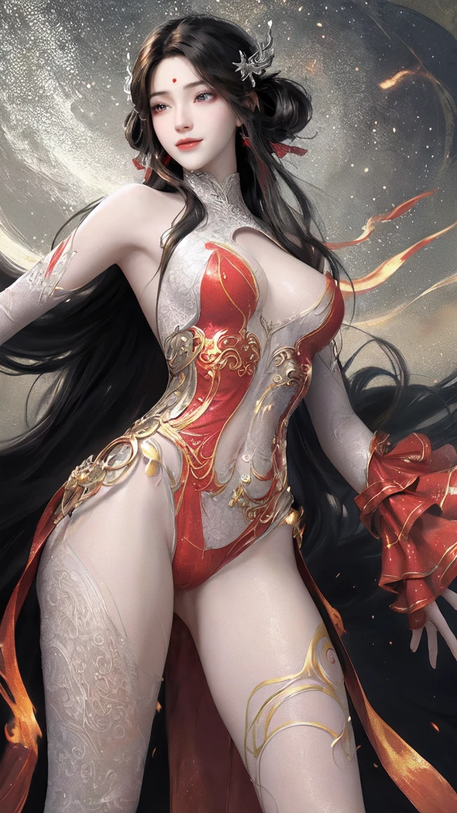 1 girl,,Robbery girls,Big breasts,Chinese dress,Chinese clothes,hair flower,(masterpiece:1.4),(best quality:1.4),(shiny skin),red lips,looking at the audience,big breasts,open lips