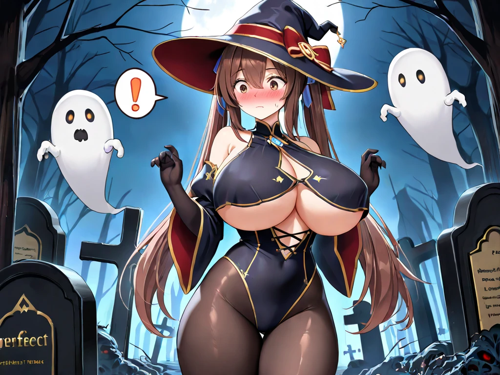 1girl, ghost_costume, breasts, swimsuit, bikini, solo, navel, white_bikini, large_breasts, claw_pose, hands_up, thighs, halloween, cleavage, halloween_costume, stomach