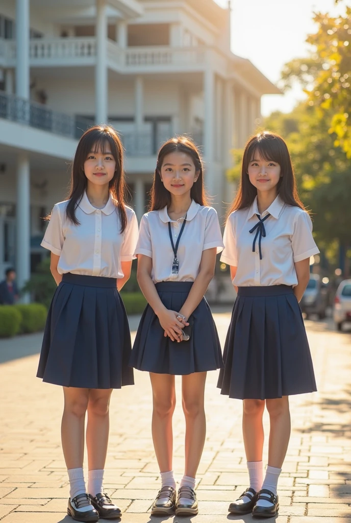 15 years old、middle School girls、uniform、School、Looks embarrassed、NSFW、short skirt、Erotic、More than one person
