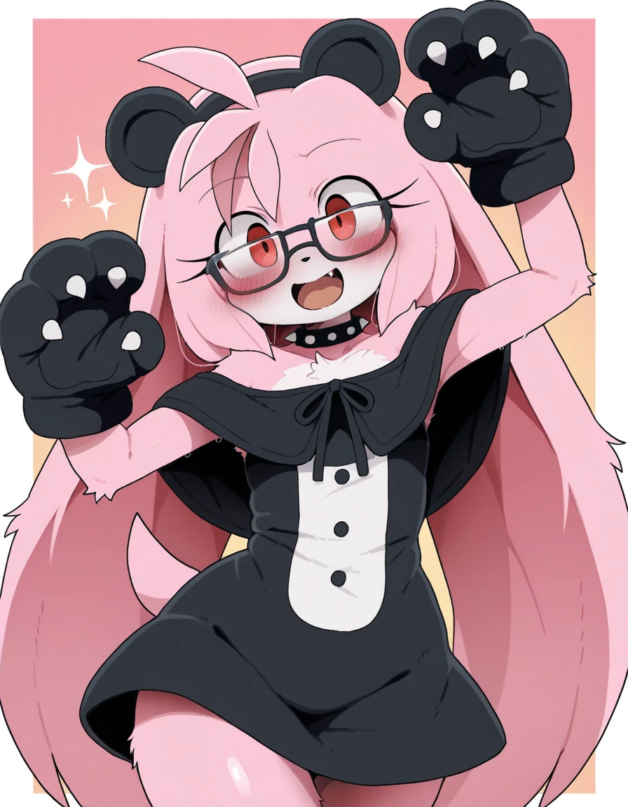 1 adult girl, adult anime face, 
big bangs cover your eyes, glasses, bright colors, Rich colors, ideal figure, bare chest, nipples visible, Sexy tight bunny outfit, black tights, clothes tight around the vagina, embarrassed face, random pose, girl masturbation
