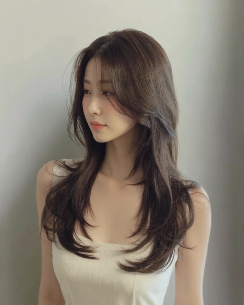 Masterpiece, high quality, super high resolution, Skinny Japanese lady, 30 years old, cute face, detailed face, detailed eyes, detailed lips,wavy long hair, cyborg costume, (Full-body photo)