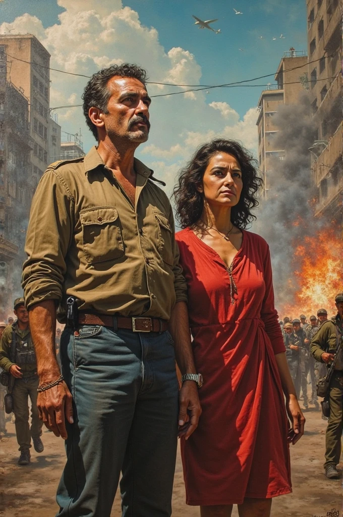 Luís Carlos Prestes and Olga Benario in Rio de Janeiro together with the population in a communist uprising