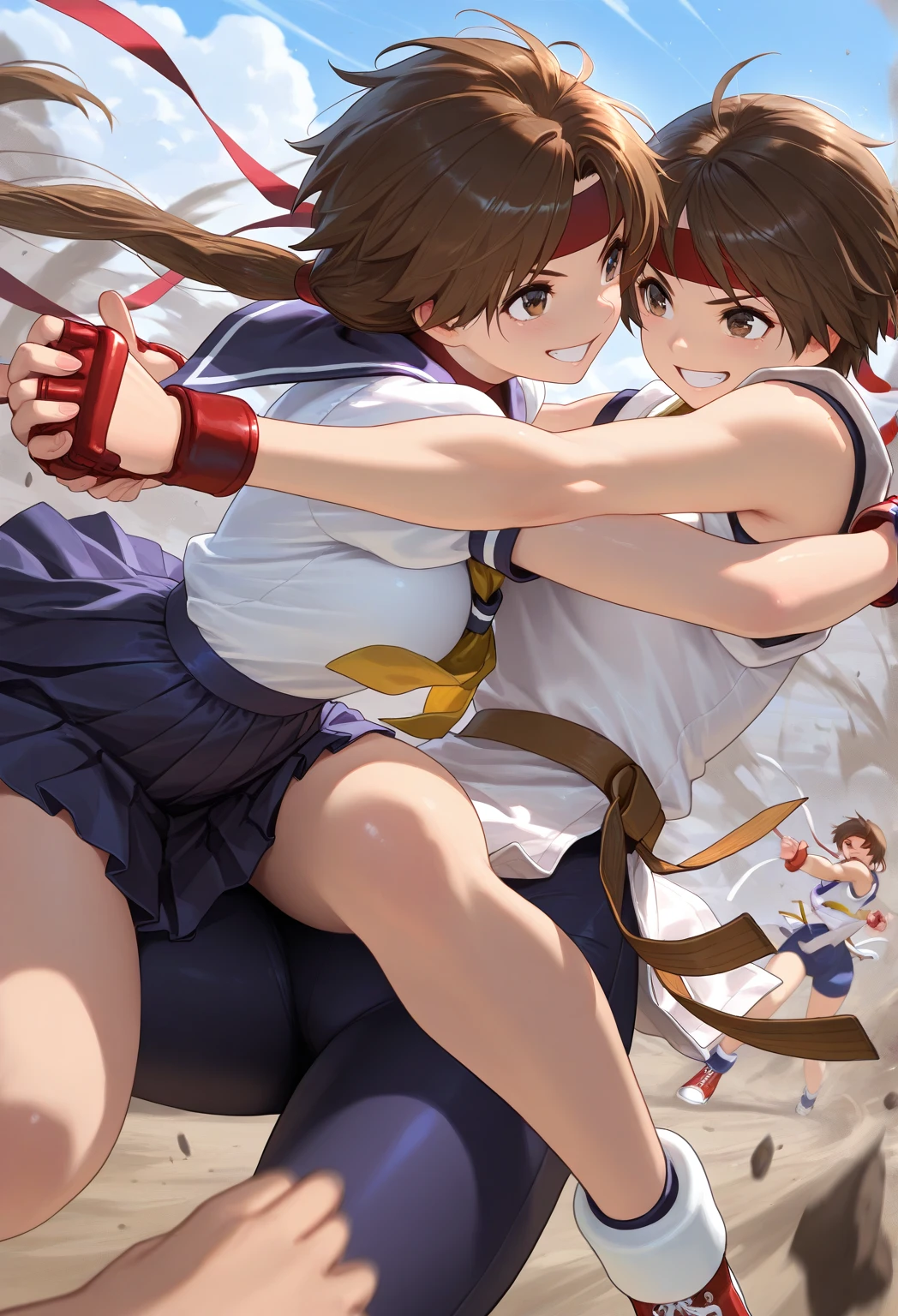 A beautiful anime girl, very beautiful face, cara feliz, smiling, cabello turquesa muy largo, auriculares, ojos turquesa , very detailed eyes, dynamic pose, beautiful body, pechos pequeños , muslos grandes, blusa corta, muestra el ombligo, pantalón vaquero corto, thigh high socks,  hermoso cuerpo femenino, body 1:3 , walk down a street at night, house lights, full moon background, maximum quality, Perfect anatomy, masterpiece, HD, well detailed 
