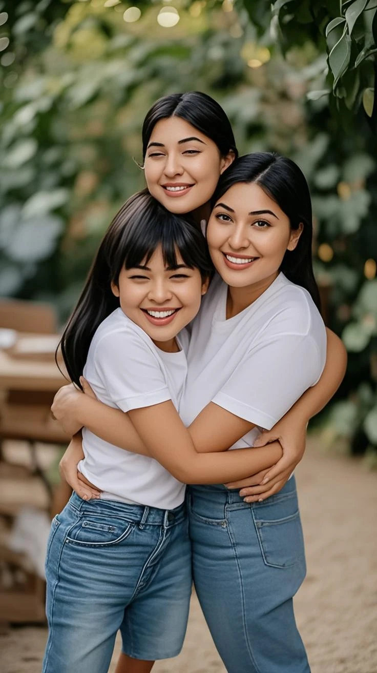 3 girls saying goodbye to their parents