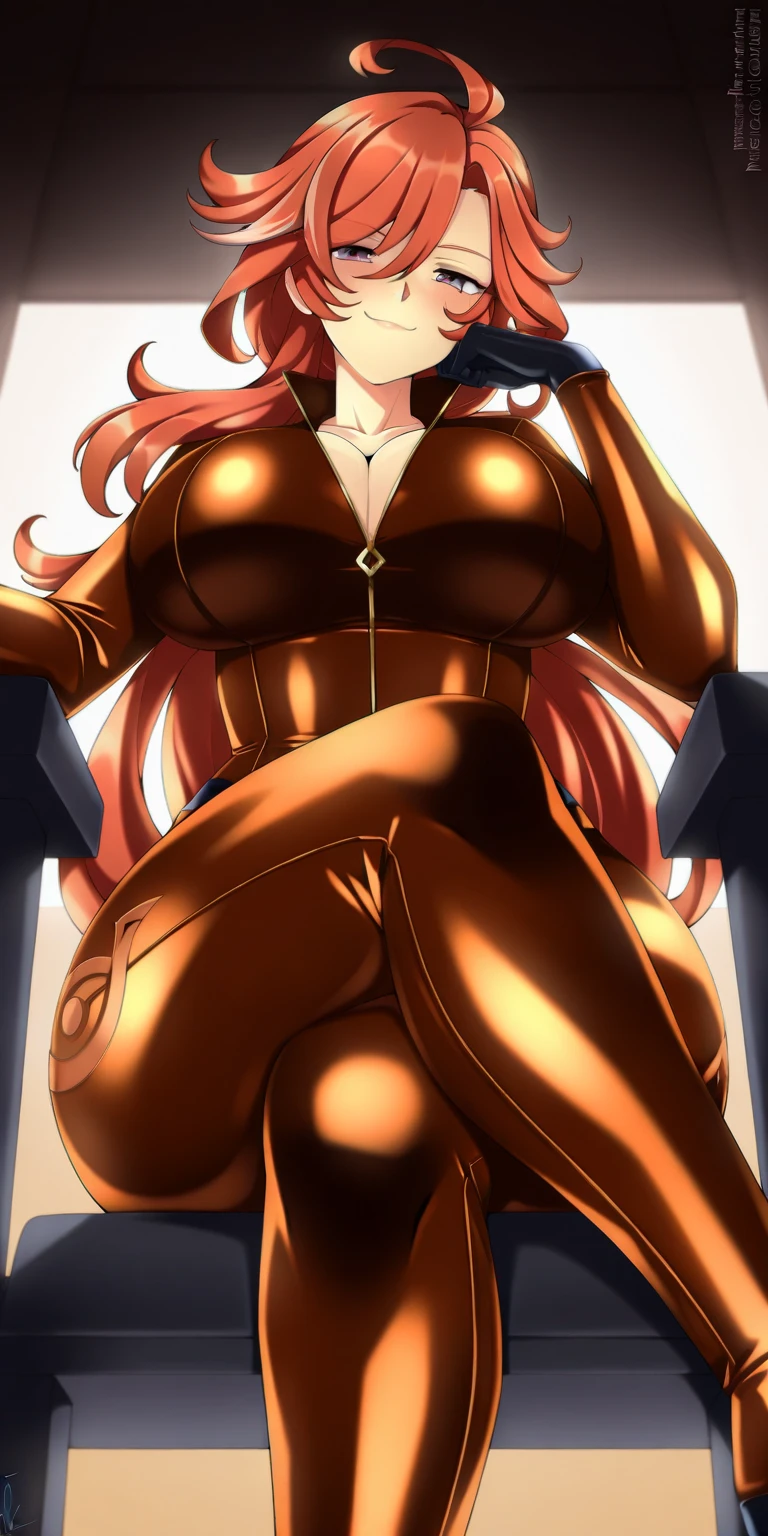 ((masterpiece)),(((best quality))), ((character design sheet:1.4)), ((full body view)) illustration,1girl, muscular, ((burgundy business suit:1.4)), blossom, ((hair bangs)), ((orange hair:1.4)), burgundy suit ((detailed face:1.4)) ((gigantic breasts:1.6)), (latex pants), ((cleavage)), beautiful woman, ((long twintails)), shiny skin, (thick legs), scribbles and marks, , rough sketches, pose, 8k,16k, (simple background, white background: 1.3)