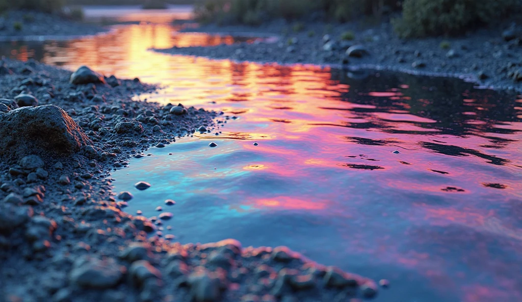 Colors in the water start to shift and change..
