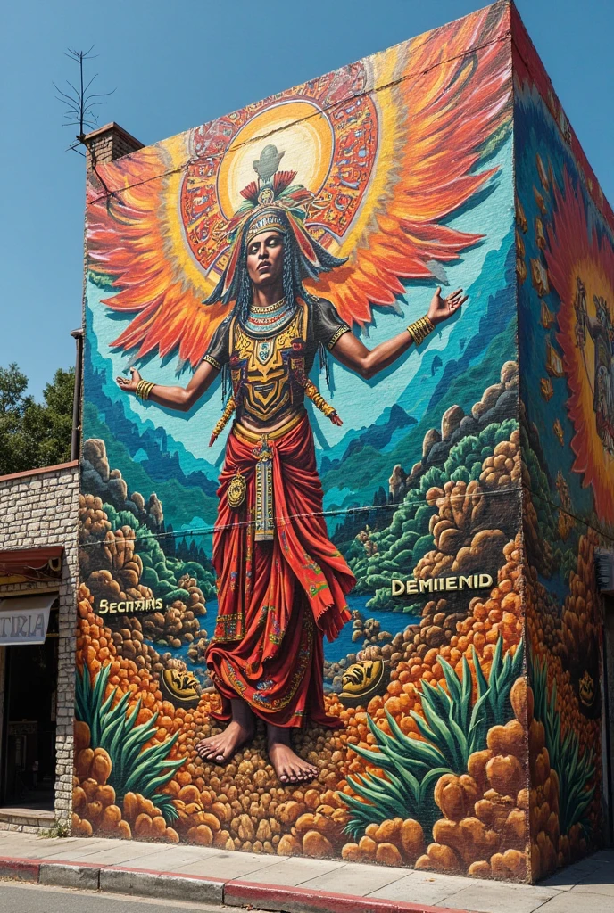 I need a mural of the corn goddess with a dancer