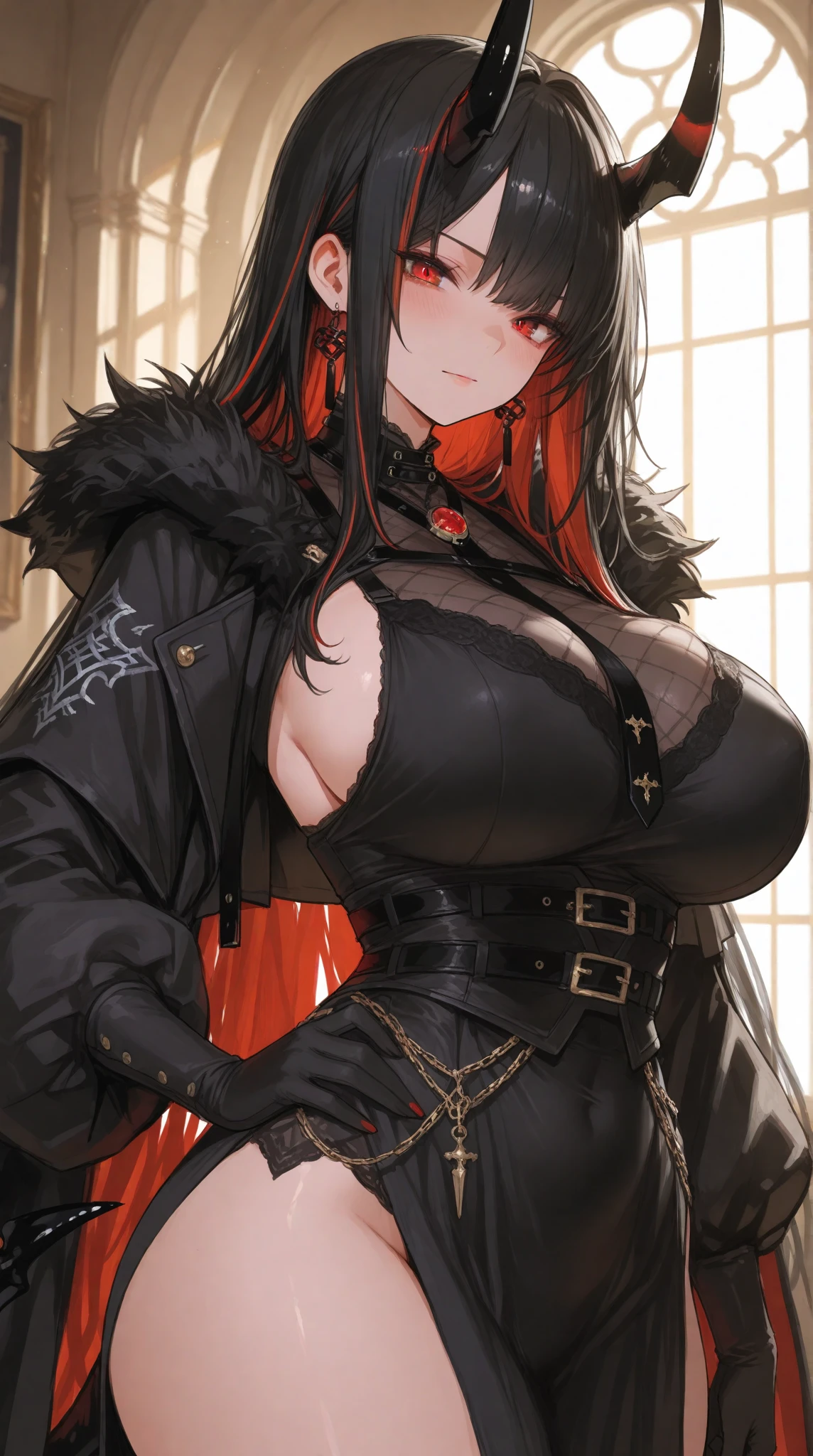 A revealing, ripped, punkish dress,((Lady Vampire)),Beautiful cold face,((emotionless face:1)),Beautiful Detail Shirt,long pants,,(((Punkish hairstyle))),The girl was expressionless,Beautiful and detailed cold face,(black skin:0.6),, (huge breasts:1), big ass, ((saggy breasts:1)), (dynamic pose),body stockings、full body fishnet tights、