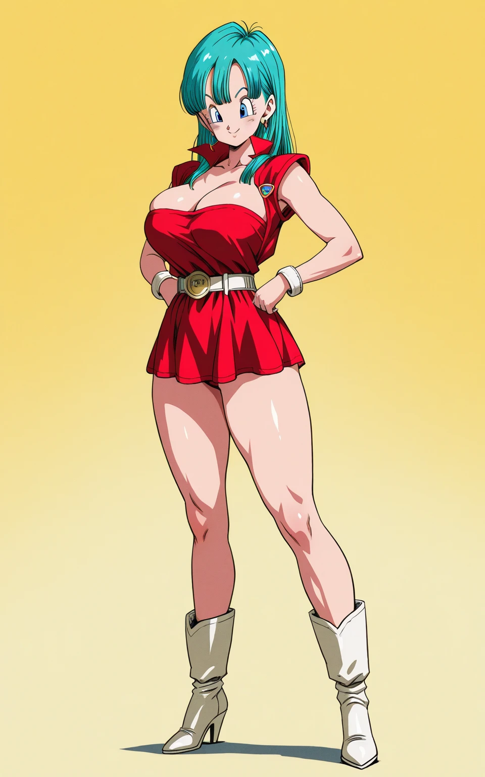masterpiece, best quality, IncrsLowTier, electricity, glowing eyes zerotwo horns, hairband, necktie, red dress, pantyhose horns, hairband, red bodysuit, armlet, , hairband, white bodysuit, white gloves, cap, red dress, white gloves, jacket on shoulders, pantyhose, cyber_armor body_suit,huge_breast, tall female, fulll body, sun light, smile,, sun aura,, boots, standing, smile, lips, red lips,,,{best quality}, {amazing quality} {best quality},{amazing quality},, {absurdres},{{highres}}, {very aesthetic}, {detailed}, curvy, tall, huge breast, character focus, white background,full-length portrait,, huge hips, huge muscles, huge thighs, curvaceous, venus figure,full body, full portrait, female focusècharacter focus