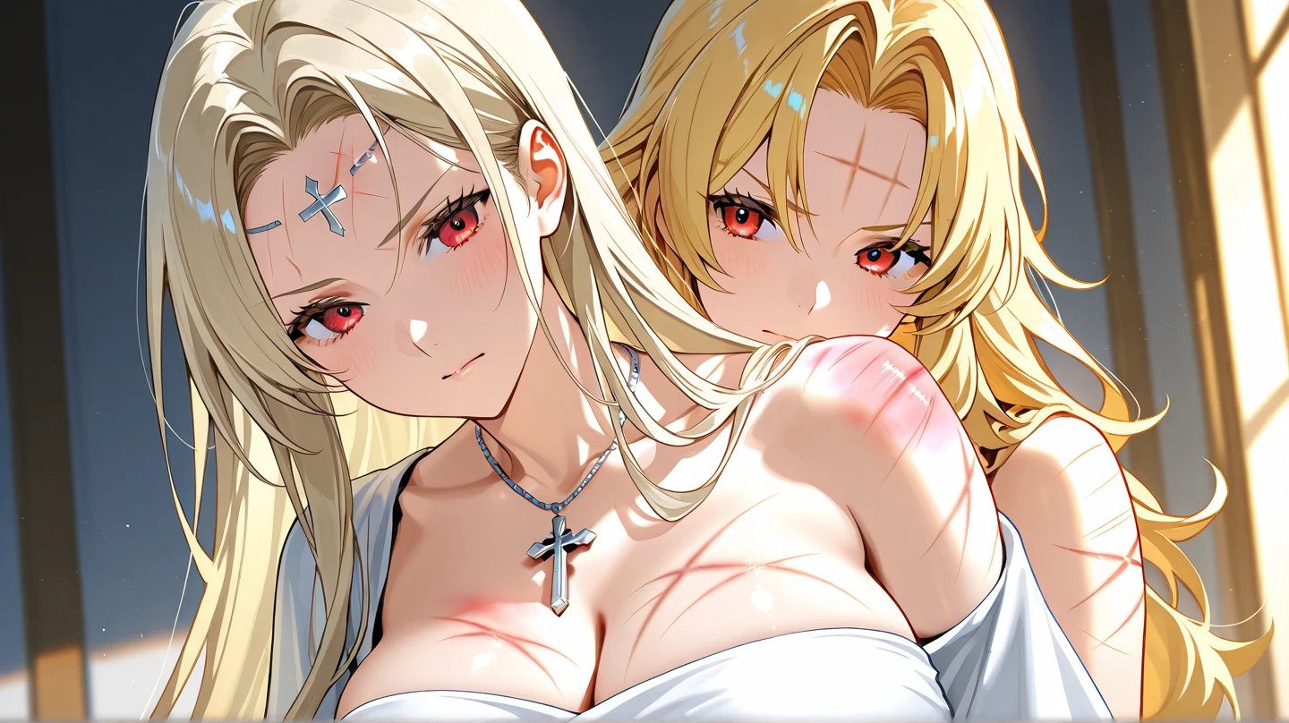 fgomordred, modred, (green eyes:1.5), blonde hair, ponytail, short hair, scrunchie, red scrunchie, hair scrunchie, (small breast:1.2), NSFW, erotic, porn, sex, dripping pussy, wet pussy
BREAK blonde hair, denim, denim shorts, jacket, jewelry, midriff, navel, necklace, red jacket, torn short shorts, torn shorts, torn tube top, white top,
BREAK looking at viewer,
BREAK outdoors,
BREAK (masterpiece:1.2), best quality, high resolution, unity 8k wallpaper, (illustration:0.8), (beautiful detailed eyes:1.6), extremely detailed face, perfect lighting, extremely detailed CG, (perfect hands, perfect anatomy),