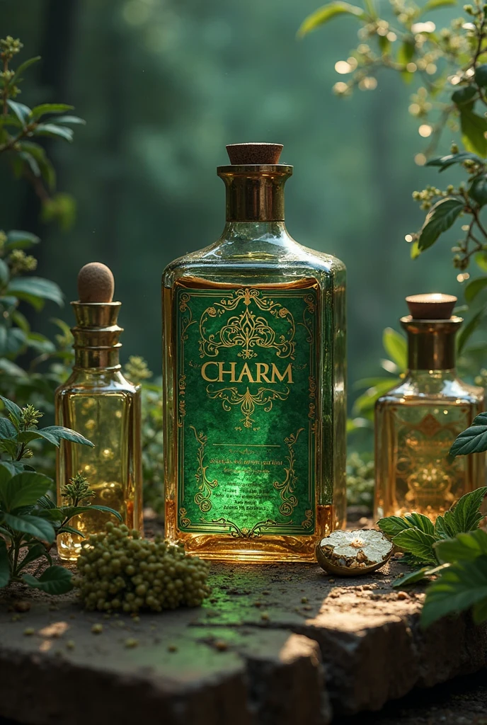 Skin care products with vintage dark academy aesthetic packaging