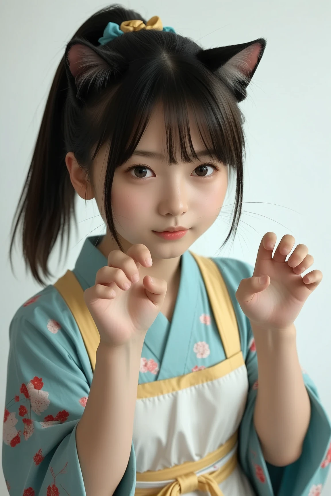 Highest quality、Cleavage、kimono、、Baby Face、Twin tails、Brown Hair