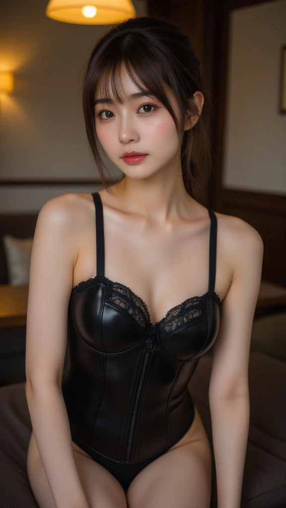 (masterpiece, highest quality、super dense skin、get used to it),1 girl, alone,Beautiful symmetrical face、 hyper realistic, realistic,realistic, light brown eyes stare at the viewer,Brunette short bob hair with highly detailed shiny hair:2、intense eye highlights), See-through brightly colored winter clothes,Lovely see-through costume full of charm、 lips,lip gloss, outdoor, Upper body、Big eyes、eyelash、{Huge|big|Hugeな|mega} chest:2, cleavage:2、(Big eyess short bob hair beautiful detailed eyes、Adds intense highlights to your eyes with eye-catching light、large full chest、look at the audience、she is very beautiful and cute、show me your ears、long neck:1.4、smile、Close your mouth and smilee、perfect anatomy、ideal body proportions、Please tilt your head slightly)、(Snow-covered tree-lined street in Norway in winter)、(she is a very cute and attractive woman)、portrait:2、perfect anatomy