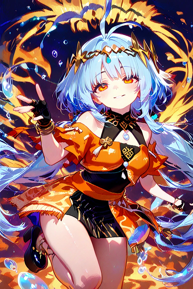 *8K masterpiece, highest quality, highest quality, Official Art, (Beauty and aesthetics: 1.3), Very detailed, (Fractal Art: 1.3), colorful, Flame and the Japanese Dragon, Serpentine body, nail, cyan and 1 Woman, Hanwomen's Media, Japanese Clothing, cyan,(10 years old),Naked,