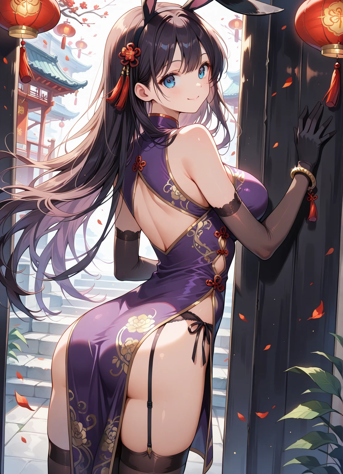 best qualityer,tmasterpiece,Ultimate resolution,downy,Extremely colorful,Cheongsam beauty,A MILF,on cheongsam,Kneeling pose,(Point at you with your ass),Collar,Anklets,high-heels,high-heels,Correct posture