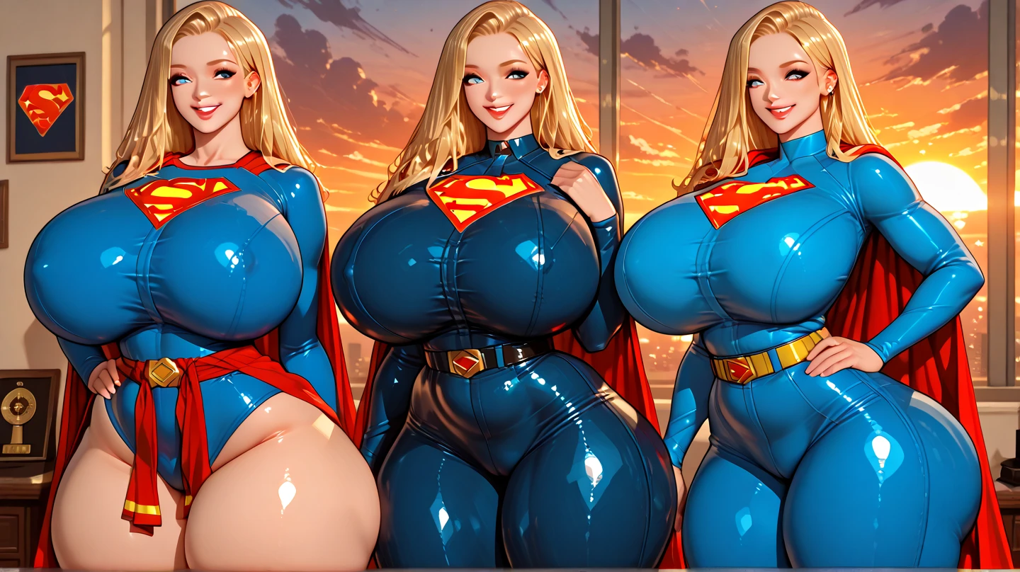 (melhor qualidade,4k,8k,alta resolução,masutepiece:1.2), 2Lucy Pinder, BBW MILF, 40 ANOS, (enormes tetos: 1,9), (seios enormes: 1,9), tiro da pelve, (Supergirl COSTUME one piece sexy), (ajoelhada), sexy, sensual, hot, sorridente, (Sagging Tits: 1,9), decotes enormes. ((mesmo personagem, frente, lado))
