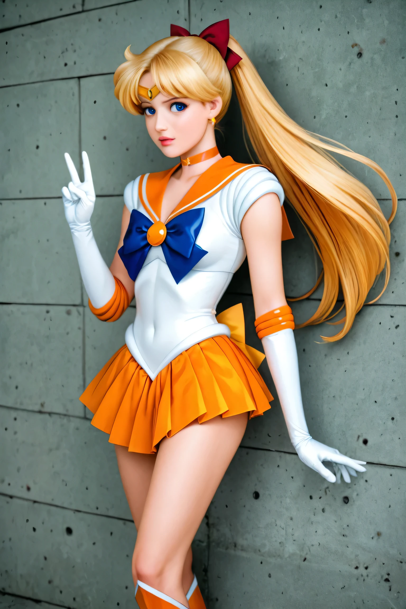 ((masterpiece:1.4)、(highest quality:1.4)、(realistic:1.7))、Masseter muscle part:1.4、beautiful girl、(sailor moon:1.4)、Tsukino Usagi、Body fit sexy sailor warrior uniform、(latex shiny)、(The jacket is a white sleeveless sailor uniform.)、(Skirt Blue Sexy Ultra Ultra Pleated Mini Skirt)、The collar of the sailor suit is blue with two thin lines..、high leg swimsuit、red cloth decoration on the chest、(wearing white gloves)、pretty girl、Super beautiful、sharp focus、portrait photography、(perfect female body:1.4)、perfect proportions、Upper body shot:1.4、beautiful face、beautiful eyes、tight waist、beautiful feet、(yellow hair:1.4)、spread legs、show white panties,(hair length:1.2)、beautiful breasts、big and full breasts:1.2、sexy ass、RAW photo、red lips、red high heels:1.4、choker:1.4、necklace:1.4、earrings:1.4、luxurious golden tiara:1.4、1 screen display、moon、cosmos、spaceship、space station、city of the future