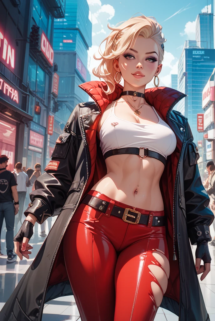 Goddess of victory, ((two braided hair:1.1)), double tail, (((white hair:1 4, wavy length:1.2), happy smiling facial expression, (pink pupils:1.1),
(((short jacket, red shrug))), (((big breasts:1.4, beautiful breasts, exposed cleavage, small nipples:1.1)), nekomimi , cat ear headphones, ((beautiful vagina:1.4))
Mixed Korean, k pop idol, Korean, pale skin, angular face:1.2, shy, flushed cheeks,
freckles, skin marks, blush, long eyelashes + smokey eyeliner + eye makeup + red eye shadow: 1,2+ lips + makeup,
((Background under the tall building:1.1))