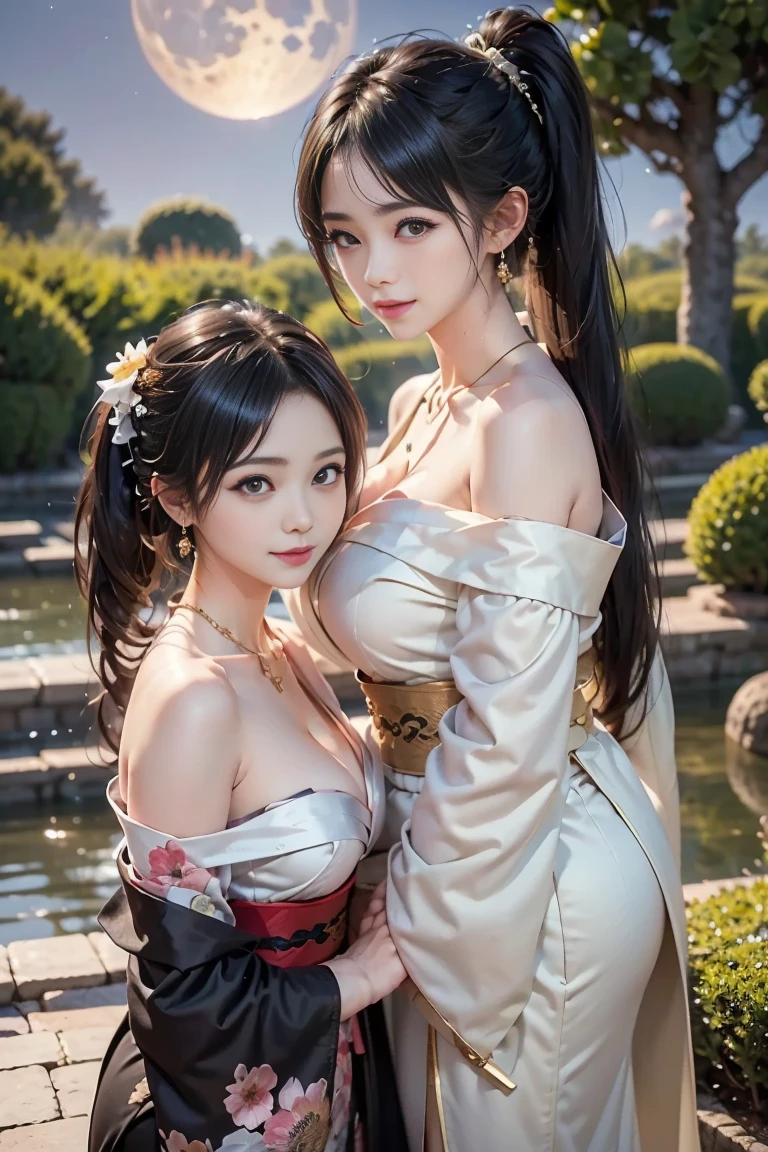 Ancient Chinese beauties sit on stones,wearing ancient Chinese costume,Flowing tulle,Light silk,Lazy posture,large lotus leaf,lotuses,Ink painting style,very vey very detailed face,very detailed eyes and faces,beatiful detailed eyes,clean color,Decisive cut,Leave white space,impressionistic,tmasterpiece,ultra-detailliert,Epic composition, high qulity, HighestQuali, 4k --auto --v 6