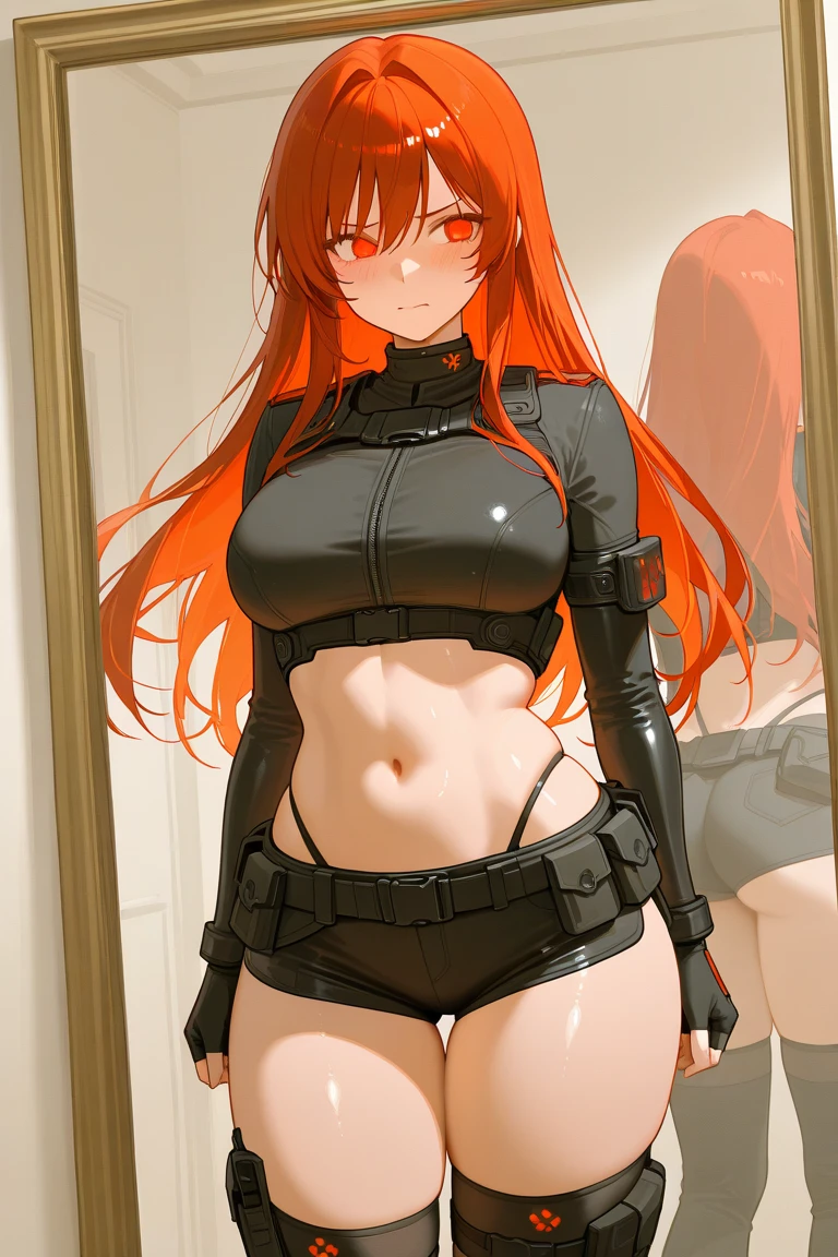 anime - imagen de estilo de una mujer con una falda corta posando para una foto, seductora chica de anime, small curvy , Thicc, (SFW) Seguro para el trabajo, Colegiala hiperrealista, Anime CG arte suave, Una colegiala hiperrealista, Render fotorrealista de Anime Girl, biomechanical oppai, Cuerpo perfecto sombreado realista, Detalles finos. girls frontline (RED HAIR) (STEAM) (BIKINI FUTURISTIC)