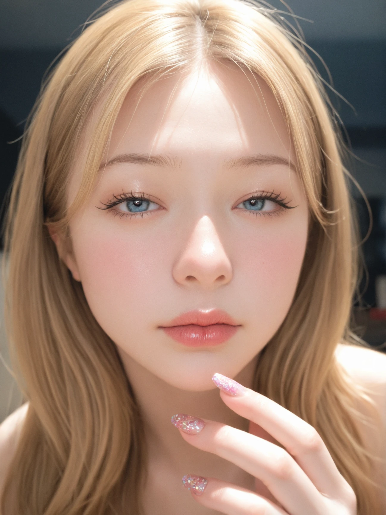 ((highest quality, 8k, masterpiece:1.3)), Beautiful woman with perfect figure:1.4, Protruding cleavage:1.5, (Beautiful breasts:1.2), (Naked:1.5) , Full Body Shot:1.1, Detailed eyes, double eyelid，Whitening the skin，Long white hair