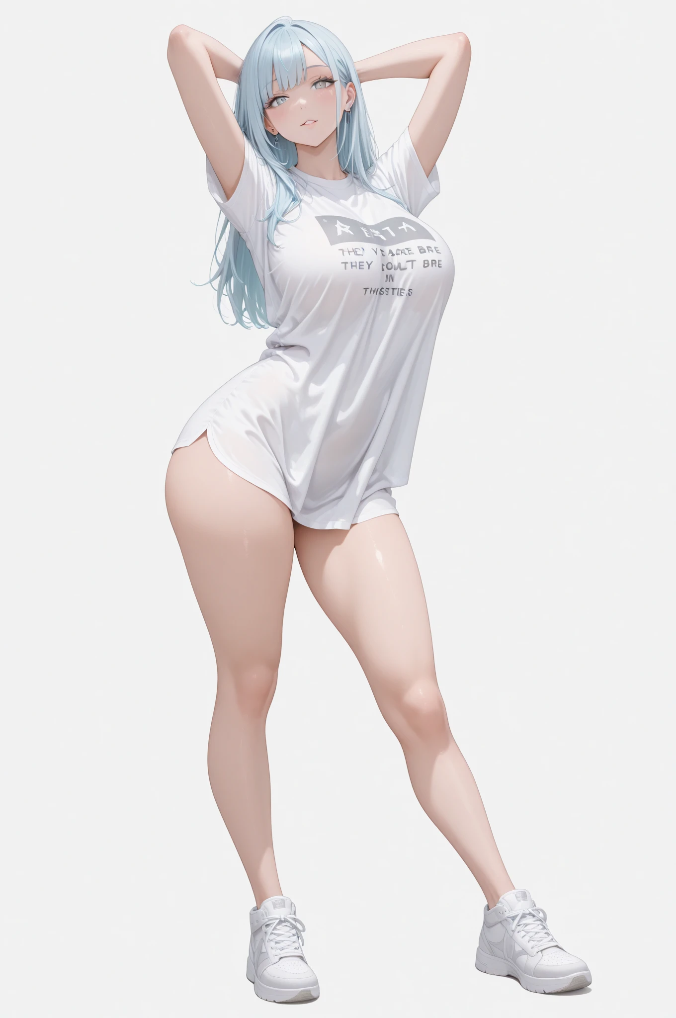 (masterpiece), (best quality), (ultra-detailed), ((masterpiece)) ((best quality)) ((ultra-detailed)) woman in a white top and white shorts posing for a picture, doja cat, daz. detailed, imvu, dial, drawind style, second life avatar, daz, casual pose, realistic shaded perfect body, ( ( ( ( 3 d render ) ) ) ), digital art. @mariomaniacdude, white skirt and barechest