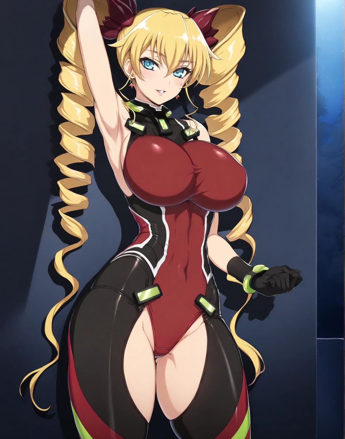Une femme, 25 ans, mangas, cheveux longs, cheveux multicolores, details, cosplay princess peach, super mario, in a hangar, tattoo, black leather dress, black make up, grunge