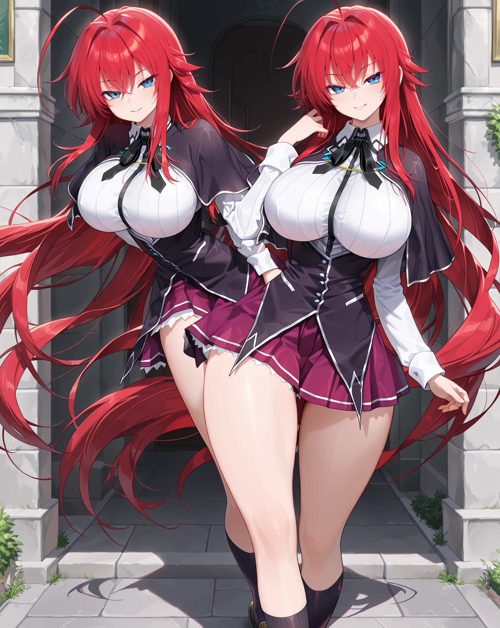 beautiful japanese anime lady wear rias gremory outfit sexy with red hair