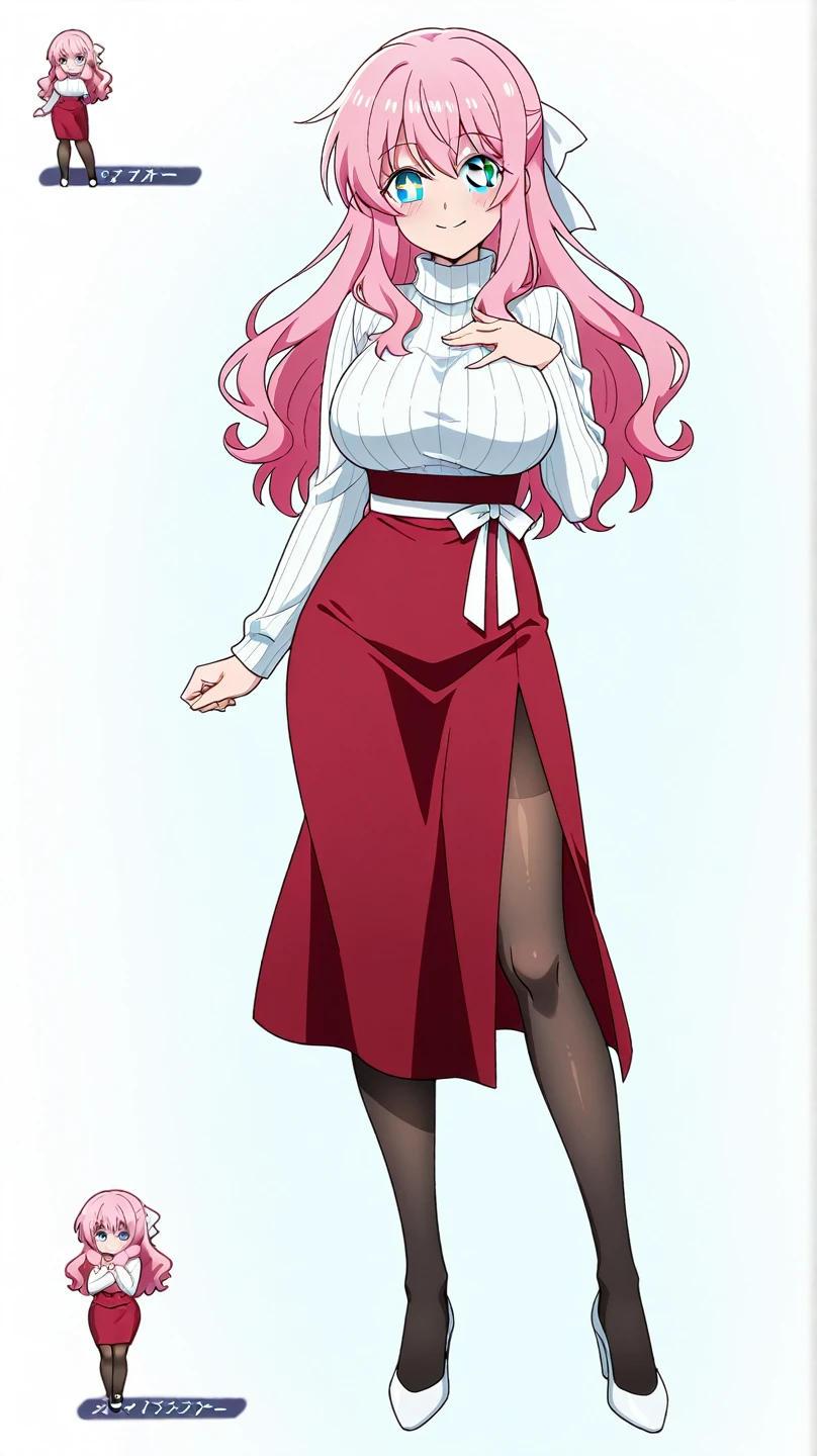 private teacher、Big Breasts、Pink Hair、Long Hair、Straight Hair、Ahoge、kind、Green Eyes、Droopy eyes