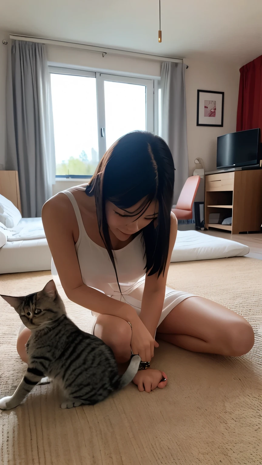 Cat-like porridge giving a footjob