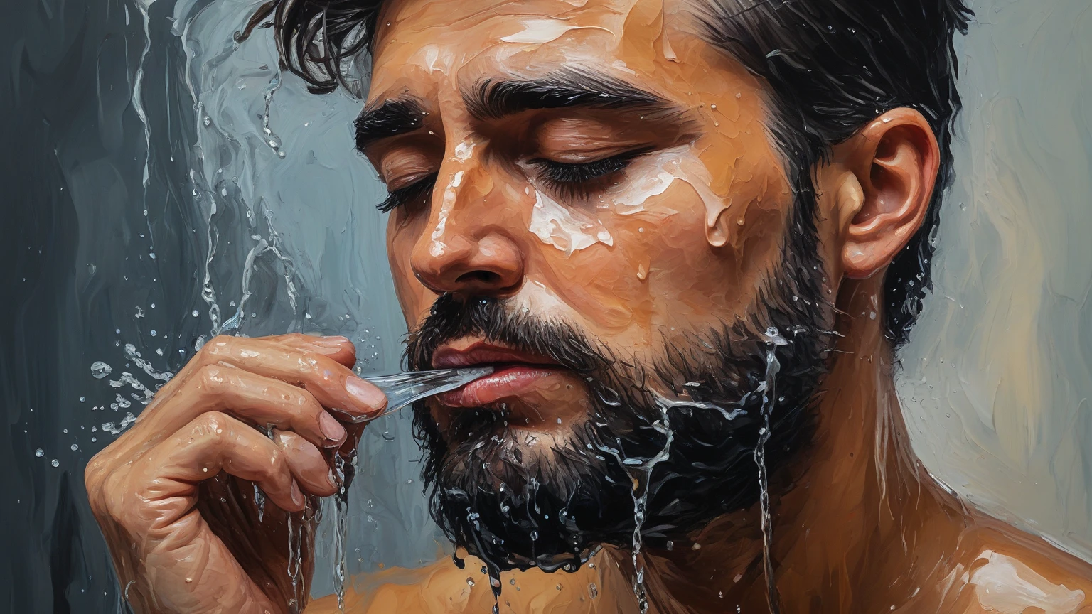 an attractive man drinking piss <lora:pissDrinking_v20:1>, modelshoot style, (extremely detailed CG unity 8k wallpaper), full shot body photo of the most beautiful artwork in the world, professional majestic oil painting by Ed Blinkey, Atey Ghailan, Studio Ghibli, by Jeremy Mann, Greg Manchess, Antonio Moro, trending on ArtStation, trending on CGSociety, Intricate, High Detail, Sharp focus, dramatic, photorealistic painting art by midjourney and greg rutkowski