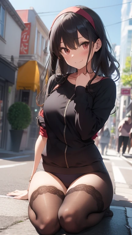 Yor Forger,Big Breasts,Red swimsuit,Black jacket,On the way home,Sunset city,