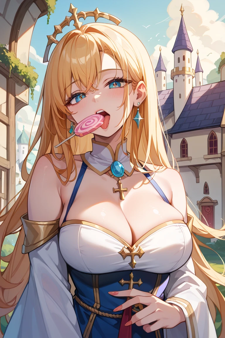 score_9, score_8_up, score_7_up, score_6_up, uncensored, asuna yuuki, orange hair, fold, braid, long hair, orange eyes, horny face, blush face, lips, naughty face, shiny skin, sweating, steaming body, seductive smile, upper teeth, glaring eyes, heavy breathing, detailed body, detailed eyes, BREAK (masterpiece:1.2), best quality, high resolution, unity 8k wallpaper, (illustration:0.8), (beautiful detailed eyes:1.6), extremely detailed face, perfect lighting, extremely detailed CG, (perfect hands, perfect anatomy), hollow eyes, bright pupils, fruit, wet, 1girl, apple, holding_apple, solo, dress, looking_at_viewer, white_dress, bare_shoulders, cleavage, choker, elbow_gloves, bokeh, large_breasts, water drop, reflective, (fog:1.3), fireflies,