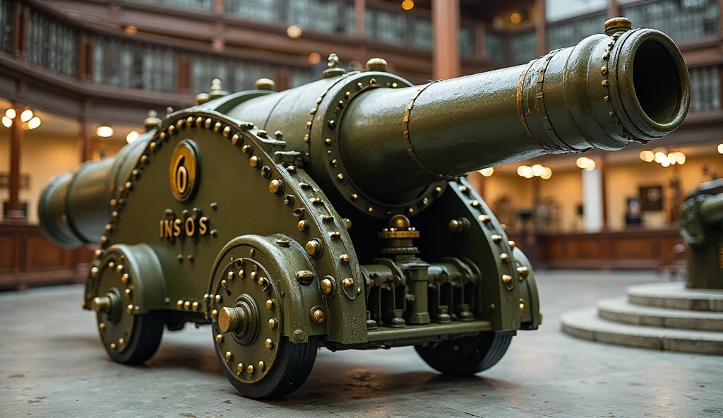 A creepy antique tin clockwork figure riding a giant toy tank