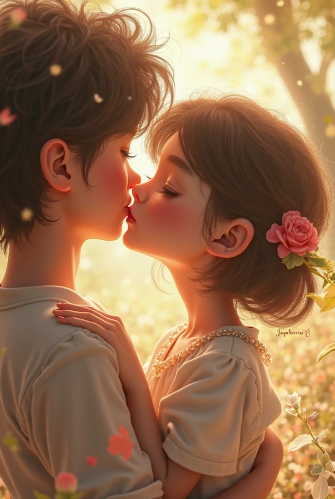 Two boys kissing