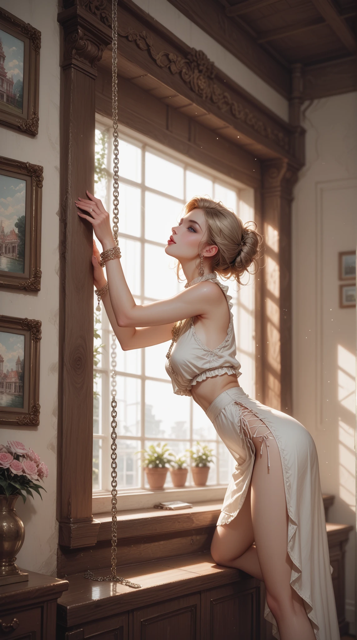 teen emma watson as a ballerina. inside studio sitting. background mirrors. sharp focus. cinematic lighting. --s1000