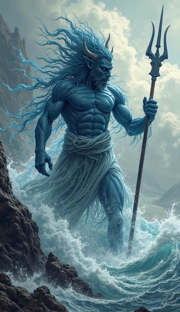Poseidon God of the seas with trident in his hand